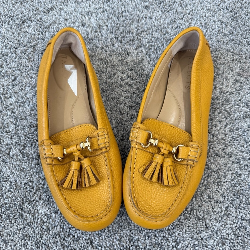 Talbots Yellow Genuine Leather Everson Tassel Driving Moccasins Women’s US 6.5 M